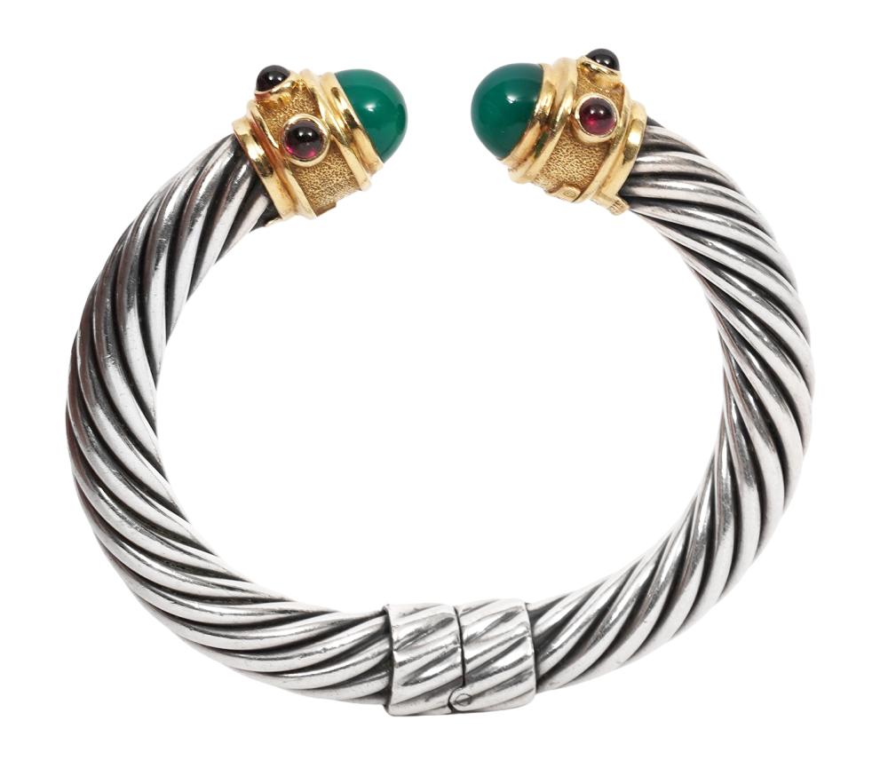 Appraisal: YURMAN 'RENAISSANCE' STERLING ONYX BRACELETDavid Yurman sterling K yellow gold