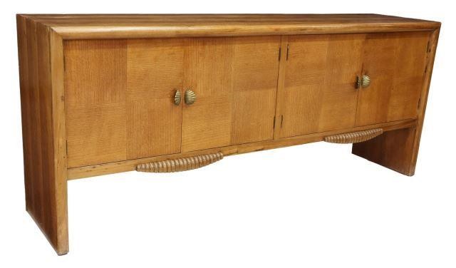 Appraisal: Art Deco mixed wood sideboard c s walnut case two