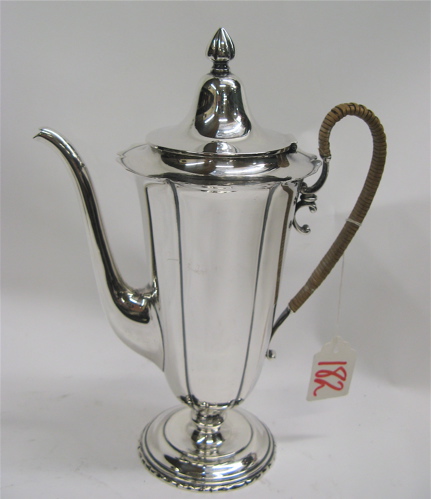 Appraisal: AMERICAN STERLING SILVER DEMITASSE COFFEE POT with hinged lid and