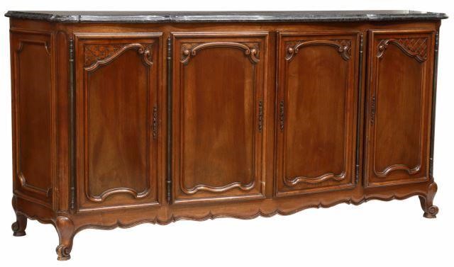 Appraisal: French Louis XV style walnut sideboard th c shaped marble