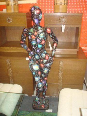 Appraisal: Psychedelic Artist Painted Mannequin Painted wood Some damage-old repair small