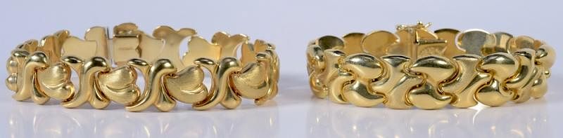 Appraisal: Two K Link Bracelets grams st item K yellow gold