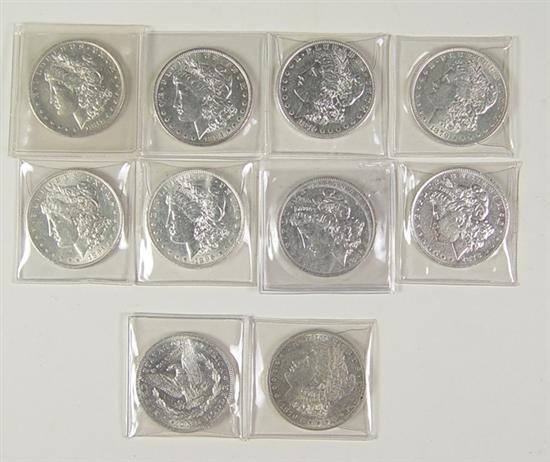 Appraisal: Ten XF-AU Morgan Dollars Dates are - TF coins -O