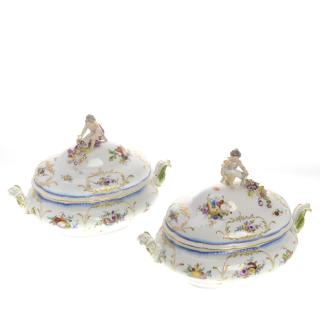 Appraisal: Pair Meissen porcelain covered tureens Pair Meissen porcelain covered tureens