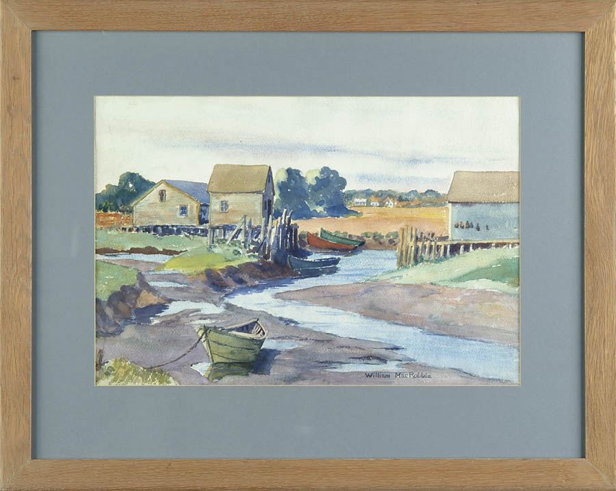 Appraisal: WILLIAM MACROBBIE American th Century TIDAL RIVER Watercolor scene shows