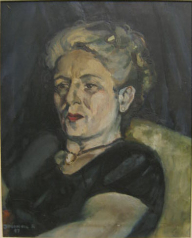 Appraisal: JOVANNIC Portrait of a woman oil on board signed and