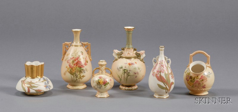 Appraisal: Six Royal Worcester Porcelain Vases England late th early th