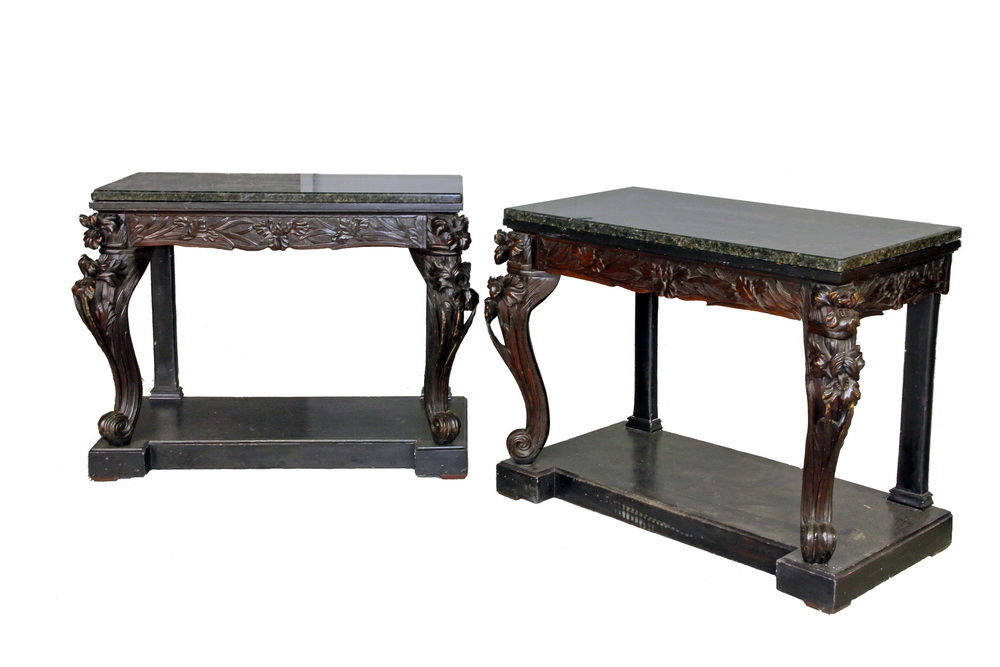 Appraisal: PAIR OF ENTRY CONSOLES - Heavily Carved th th c