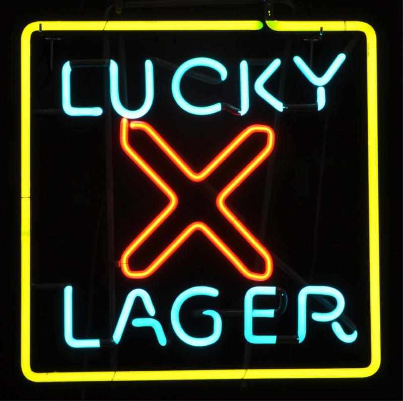 Appraisal: Lucky Lager Beer Neon Sign Description s General Brewing Company