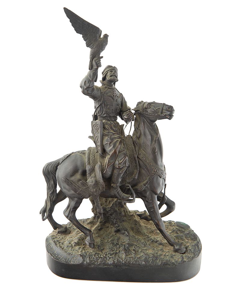 Appraisal: A BRONZE SCULPTURE OF A FALCONER CAST AFTER THE MODEL