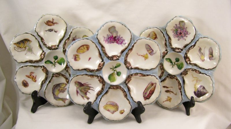 Appraisal: - Haviland Limoges Oyster Plates Aquatic transfer decoration on porcelain