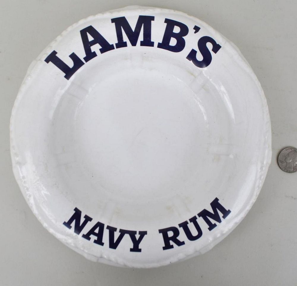 Appraisal: English Ceramic Nautical Themed Ashtray Bretby England Lamb's Navy Rum