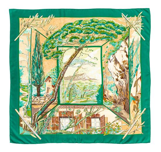 Appraisal: Sale Lot An Hermes cm Silk Scarf Promenade au Pays