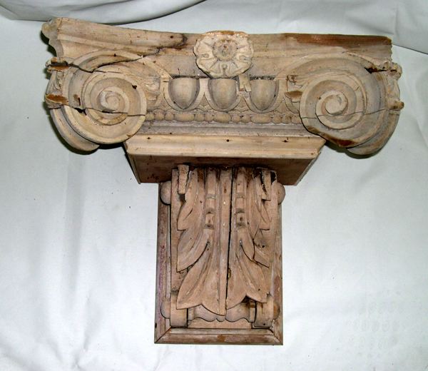 Appraisal: Monumental Carved Pine Bracket Shelf formed of an Ionic pilaster