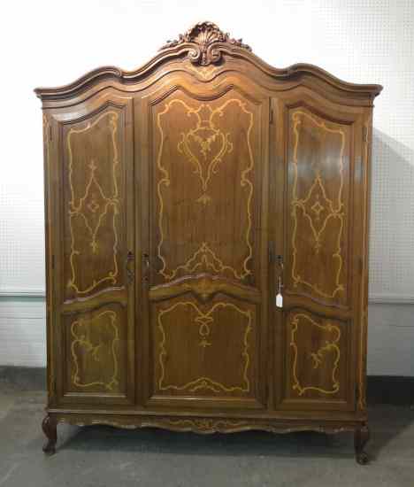 Appraisal: Inlaid triple door armoire '' W '' D '' Ht