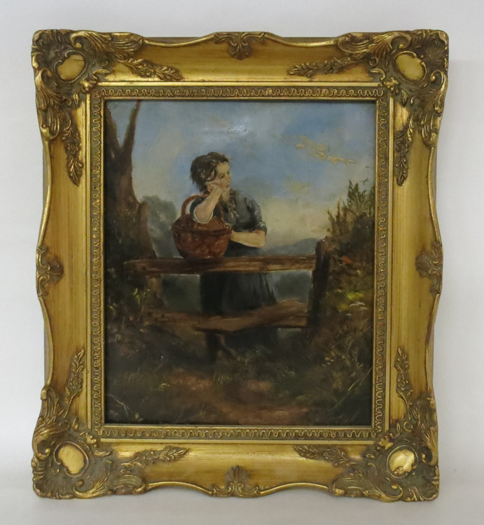 Appraisal: BRITISH SCHOOL OIL ON CANVAS late th century woman with