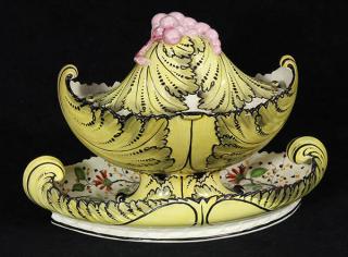 Appraisal: Neoclassical Davenport sauce tureen with cover and stand Neoclassical Davenport