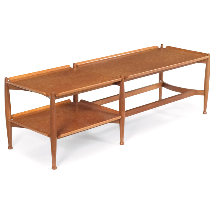 Appraisal: Edward Wormley coffee table by Dunbar Karelian birch molded top