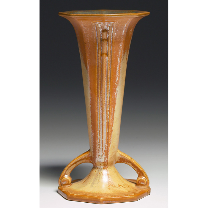 Appraisal: Roseville Russco vase double handled flaring form in brown and