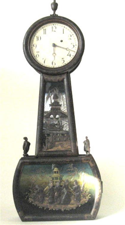 Appraisal: Lacquered and painted banjo clock works marked howard and davis