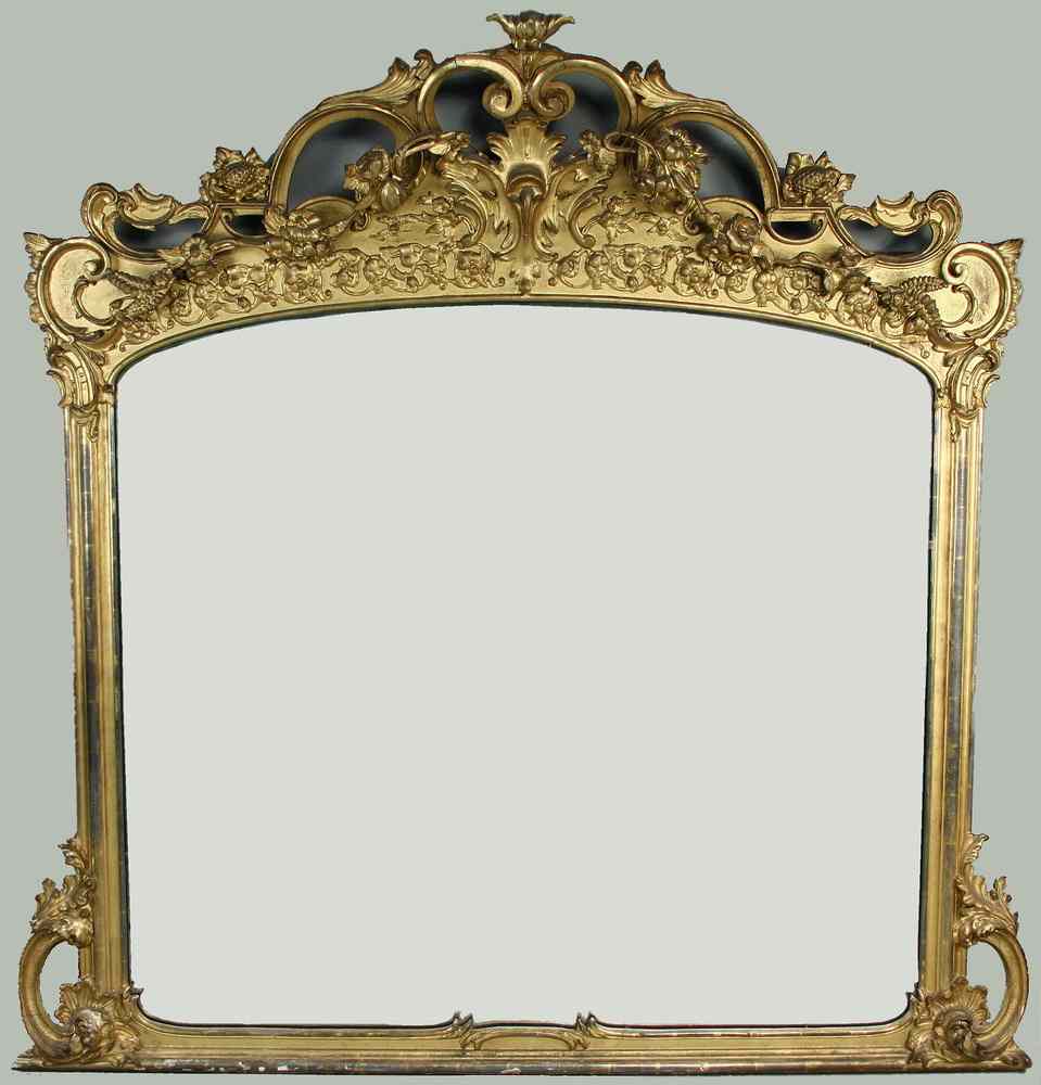 Appraisal: LARGE GILT OVERMANTEL MIRROR - th c Baroque Revival Overmantel