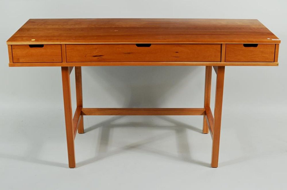 Appraisal: Contemporary Cherrywood Computer Desk with two end drawers and central