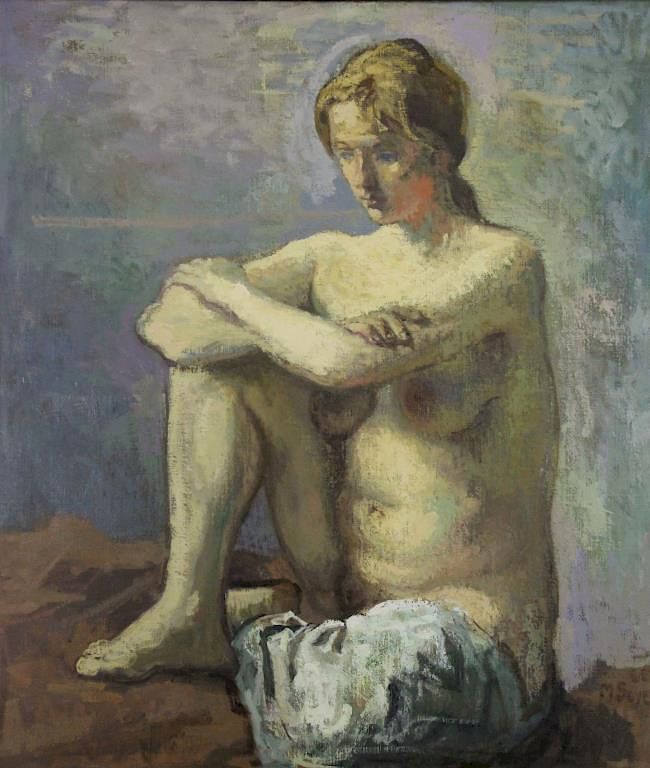 Appraisal: SOYER Moses Oil on Canvas Seated Nude Signed and dated