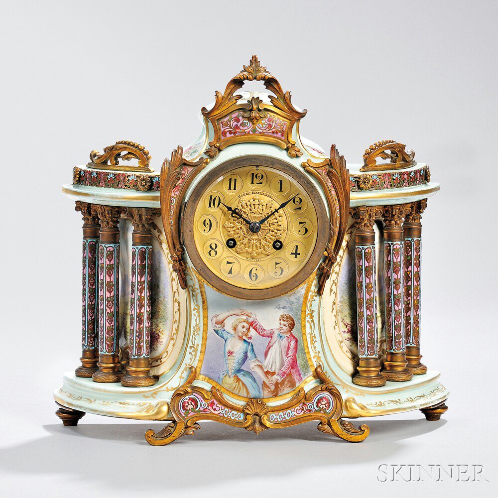 Appraisal: Porcelain and Gilt-bronze Clock France early th century light blue