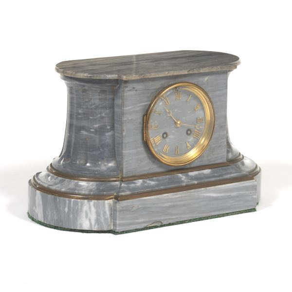 Appraisal: TIFFANY CO NEOCLASSICAL MARBLE OVERLAY MANTEL CLOCK CA LATE TH