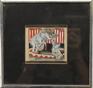 Appraisal: th C Signed Circus Scene W Elephants th C Signed