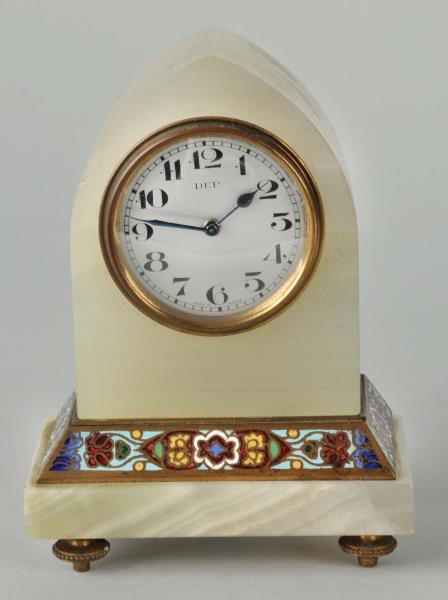 Appraisal: Small Marble Clock With Enamel This great little clock has