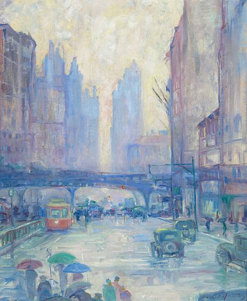 Appraisal: Rachel Hartley American - Chicago Street Scene signed 'Rachel Hartley'