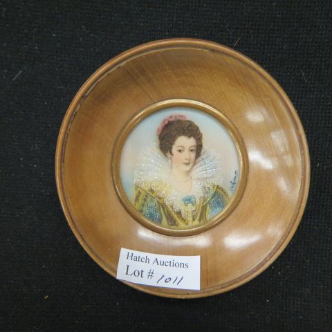 Appraisal: Miniature Painting on Ivory of Isabella artist signed diameter plus