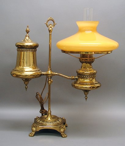 Appraisal: Pale amber glass shade of compressed flask form bell-form font