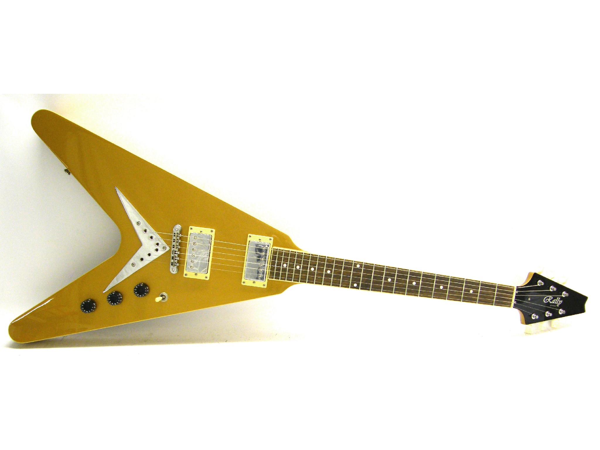 Appraisal: Rally Flying V electric guitar gold sparkle finish electrics appear