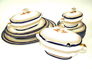 Appraisal: Royal Worcester part dinner service with cobalt blue rims and