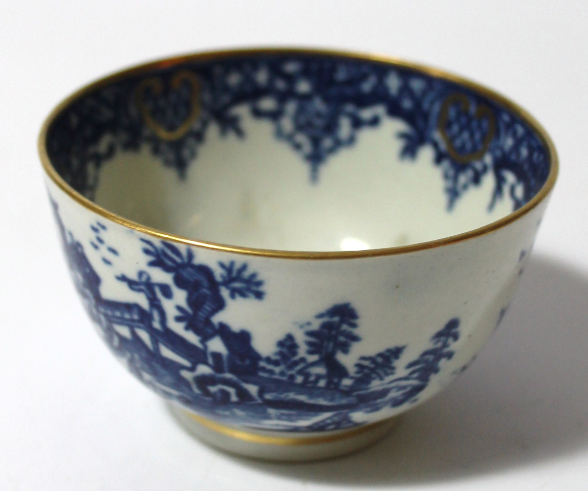 Appraisal: An thC English blue and white porcelain tea bowl decorated