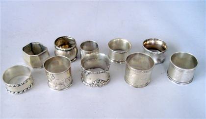 Appraisal: Group of American sterling silver napkin ringsVarious makers th th