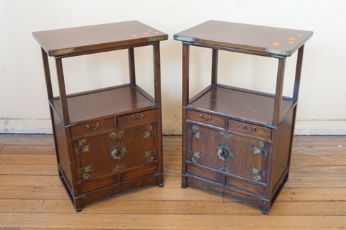 Appraisal: TWO KOREAN BED SIDE TABLES