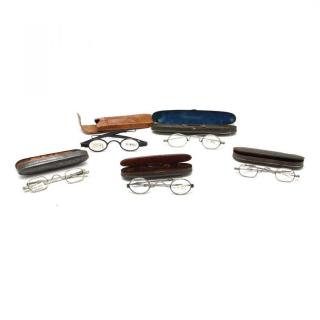 Appraisal: Five Pair of Antique Eyeglasses with Cases th century oval