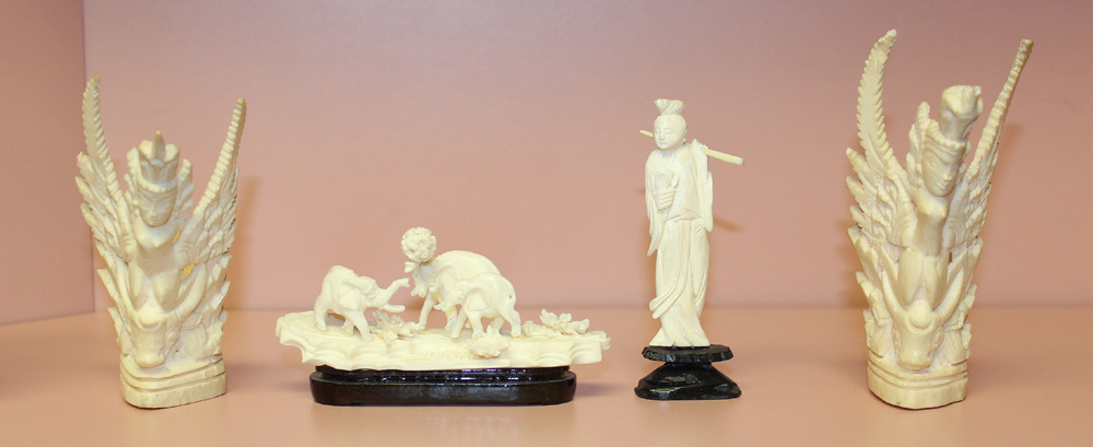 Appraisal: PIECE COLLECTION CARVED IVORY pieces total to include Carved figure