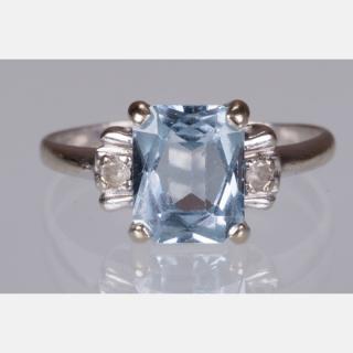 Appraisal: A kt White Gold Aquamarine and Diamond Ring A kt