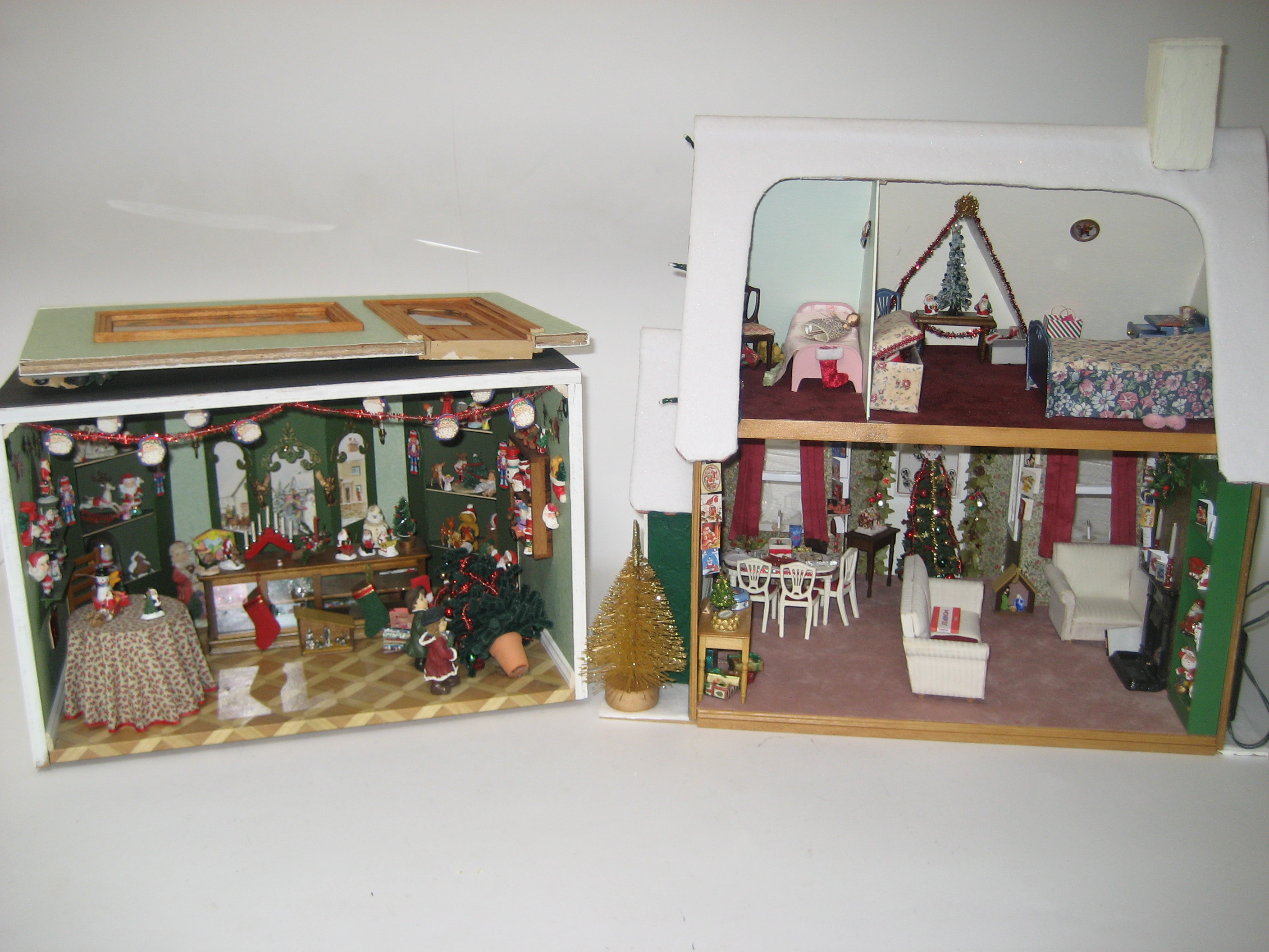 Appraisal: A Christmas shop painted wood construction with separate front revealing