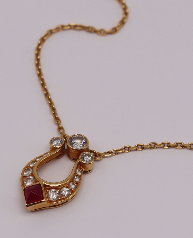 Appraisal: JEWELRY Cartier kt Diamond and Ruby Pendant Cartier Paris kt