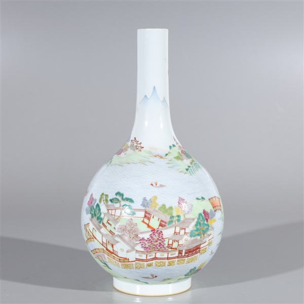 Appraisal: Chinese famille rose enameled porcelain bottle vase with river and