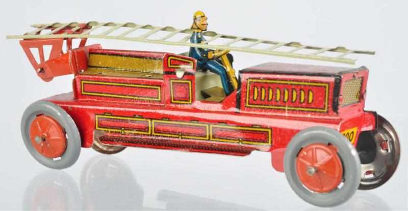 Appraisal: Tin Litho Fire Ladder Truck Nickel Toy German Marked on