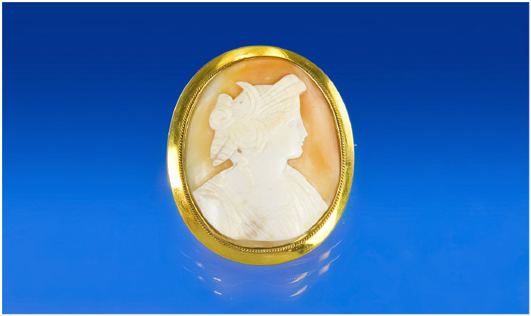 Appraisal: ct Gold Shell Cameo Classical Maiden Facing Right Set In