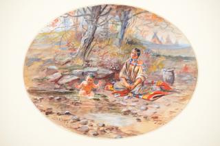 Appraisal: Charles M Russell - The Bath watercolor on paper inchessigned