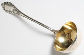 Appraisal: Large Antique German Silver Vermeil Ladle -silver crown-and-crescent hallmarks maker's