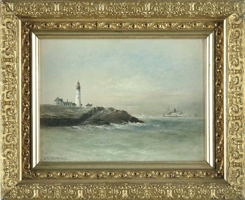 Appraisal: GEORGE M HATHAWAY American - PORTLAND HEAD LIGHT WITH SIDE